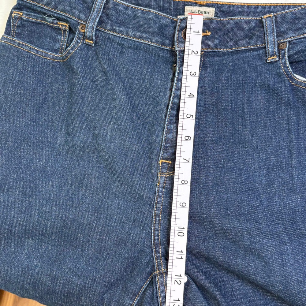 LL Bean Classic Fit Straight Leg Jeans Womens 16 MT Dark Wash Stretch 500301 - Picture 13 of 14